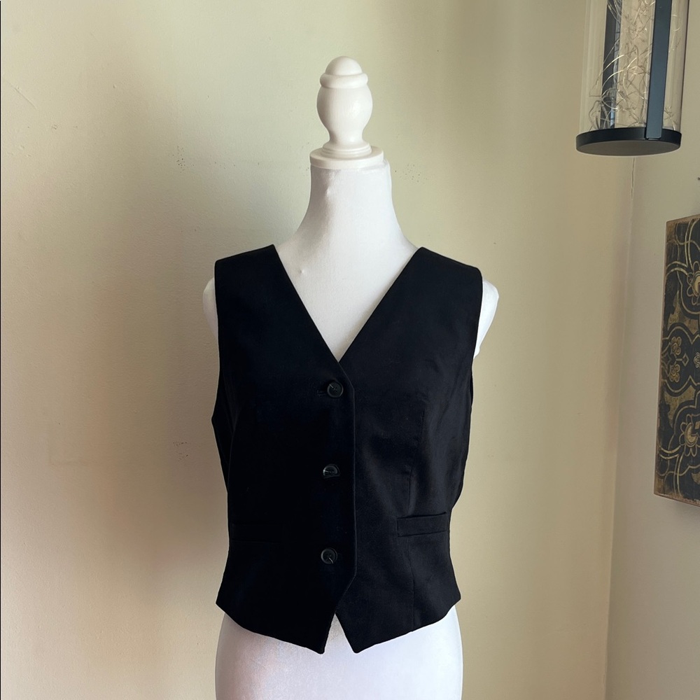 LOFT Black Tailored Button Vest